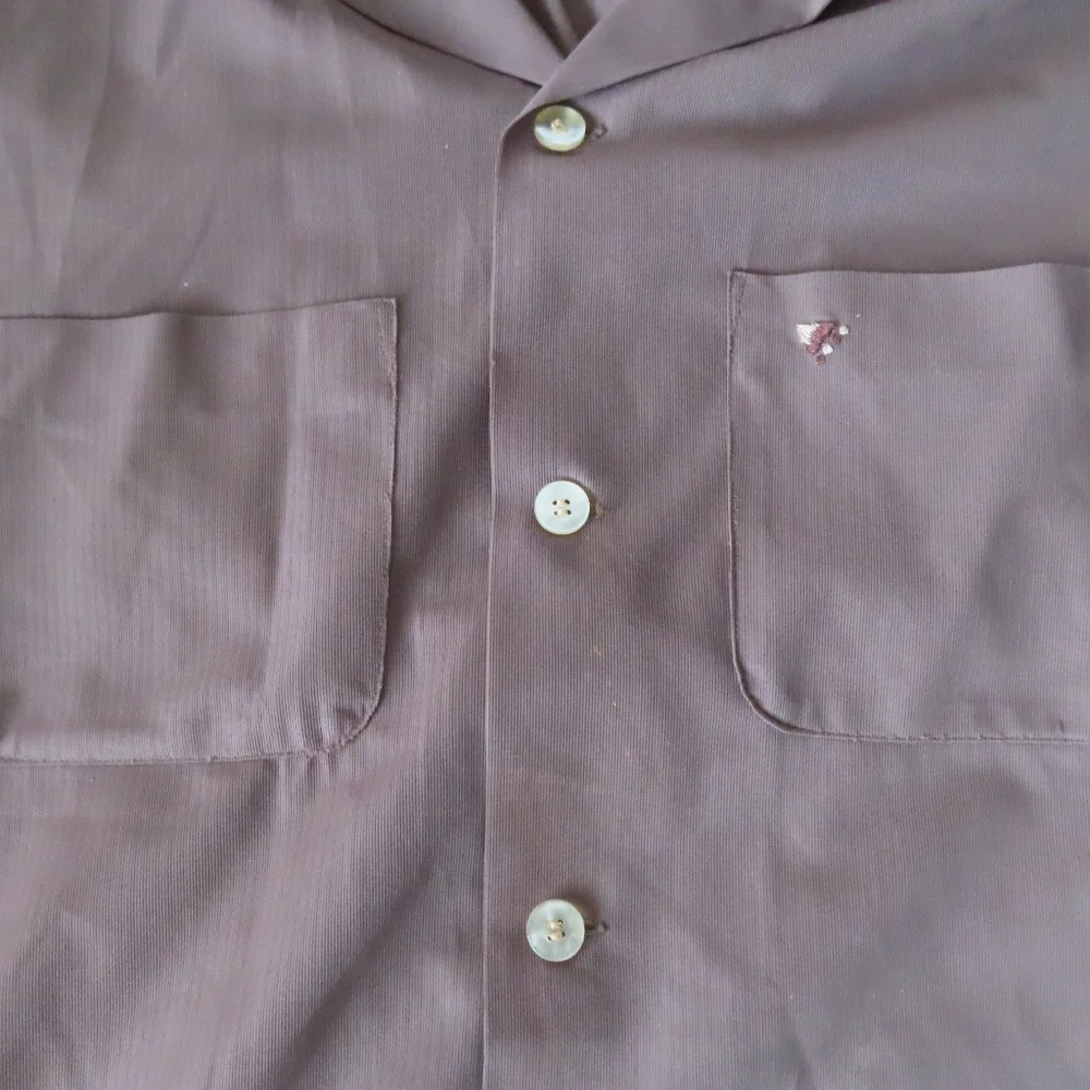 vintage unbranded shirt loop collar mother of pearl buttons 50s 60s - Picture 2 of 11